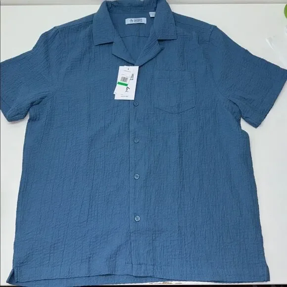 🔥Original Penguin Textured Blue Shirt Sz Large New - Picture 2 of 8